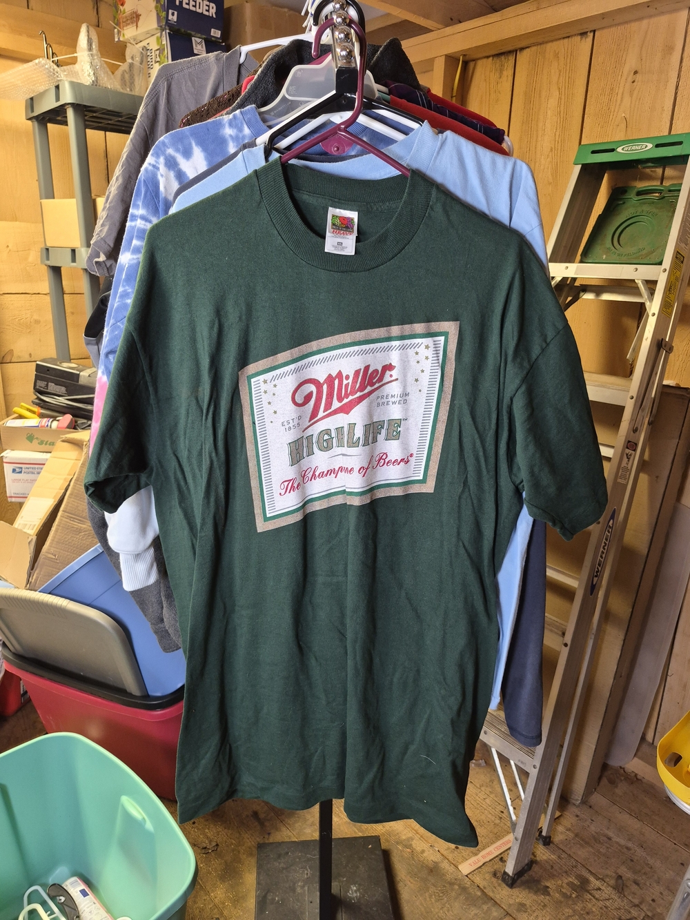 Fruit of the Loom Dark Green Miller High Life Graphic Tee Bin 63